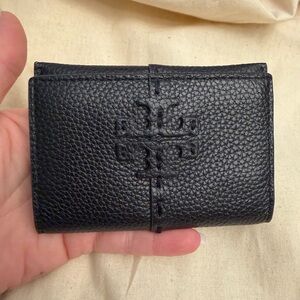 Tory Burch Black Pebbled Leather Wallet